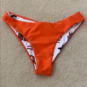 Reversible Orange and White Bikini Bottoms